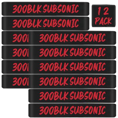 12 Pack Magsaddle .300 Blackout Subsonic Magazine Marking Bands .300 BLK Subsonic Caliber Identification Holster Accessories (Black - Red)
