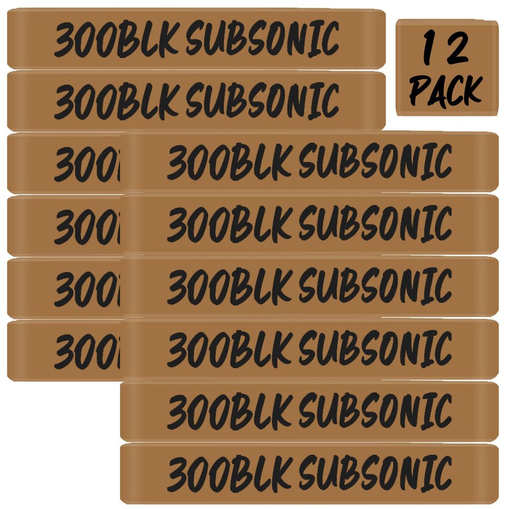 12 Pack Magsaddle .300 Blackout Subsonic Magazine Marking Bands .300 BLK Subsonic Caliber Identification Holster Accessories (FDE - Black)