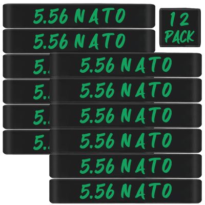 12 Pack Magsaddle 5.56 NATO Magazine Marking Bands 5.56 Caliber Identification Holster Accessories (Black - Green)