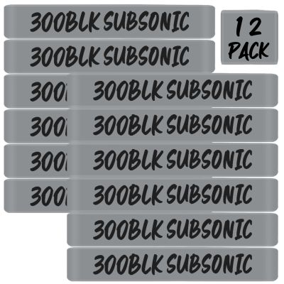 12 Pack Magsaddle .300 Blackout Subsonic Magazine Marking Bands .300 BLK Subsonic Caliber Identification Holster Accessories (Gray - Black)