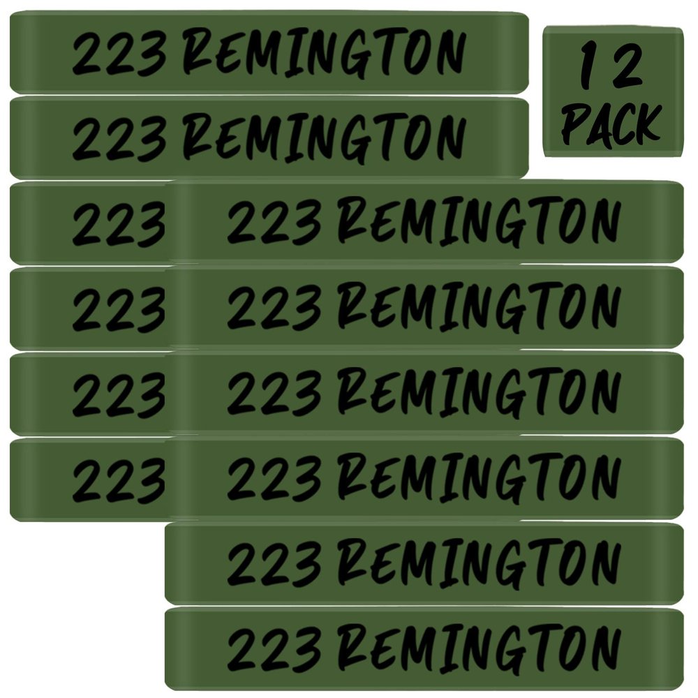12 Pack Magsaddle .223 Remington Magazine Marking Bands .223 Caliber Identification Holster Accessories (OD Green - Black)