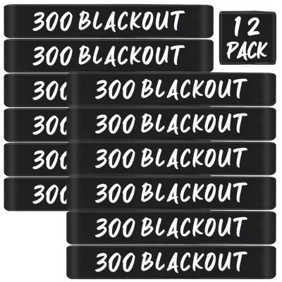 12 Pack Magsaddle .300 Blackout Magazine Marking Bands .300 BLK .300BO Caliber Identification Holster Accessories (Black - White)