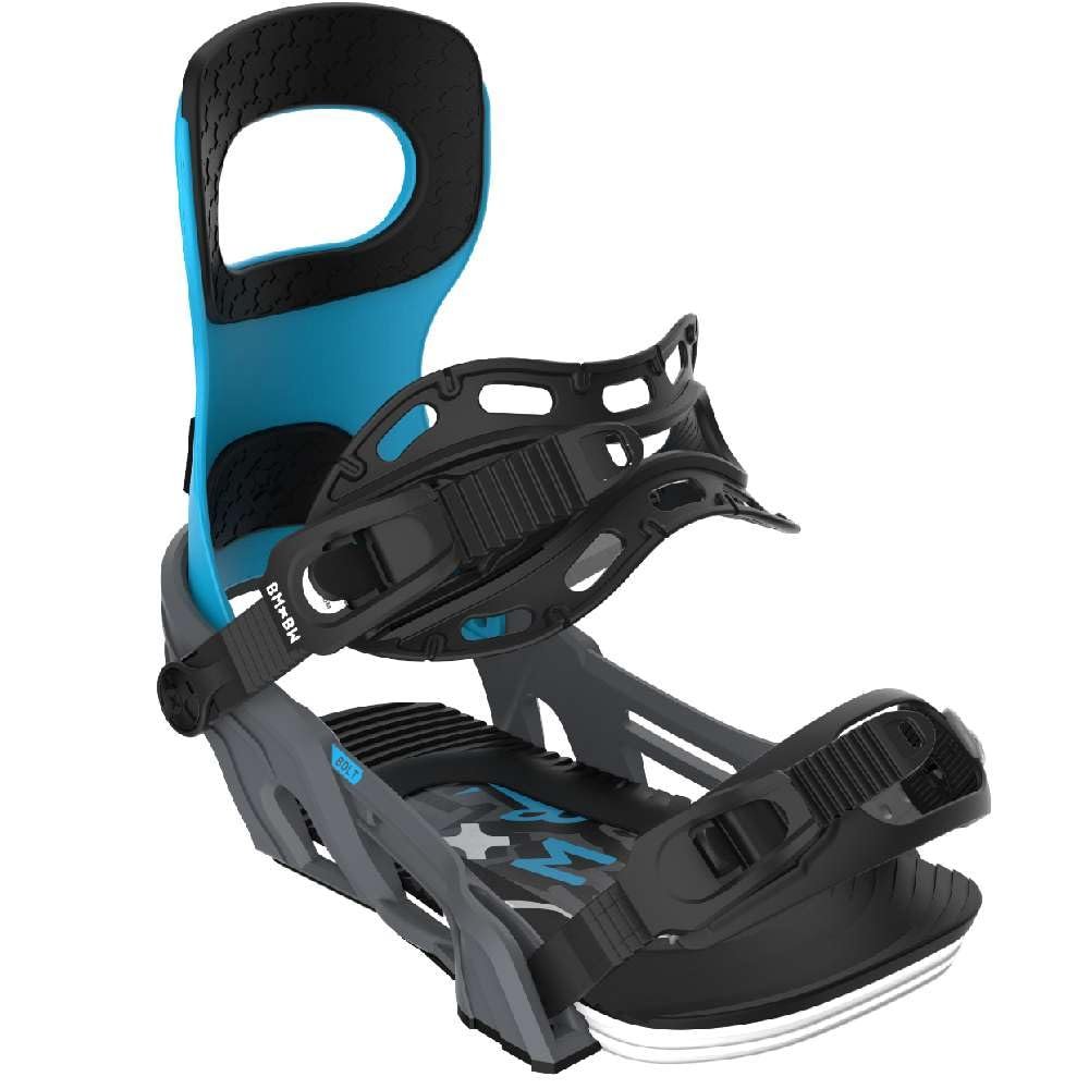 Bent Metal Bolt Snowboard Bindings, M: US M 8-11 / US W 9+, Grey/Blue