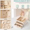 AKOZLIN 3-Tier Jewelry Box with Clear Glass Lid Functional Leather Jewelry Storage Organizer Case 2 Drawers for Women Girls Necklace Ring Bracelet Earring White view 2