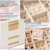 AKOZLIN 3-Tier Jewelry Box with Clear Glass Lid Functional Leather Jewelry Storage Organizer Case 2 Drawers for Women Girls Necklace Ring Bracelet Earring White view 3