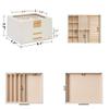 AKOZLIN 3-Tier Jewelry Box with Clear Glass Lid Functional Leather Jewelry Storage Organizer Case 2 Drawers for Women Girls Necklace Ring Bracelet Earring White view 4
