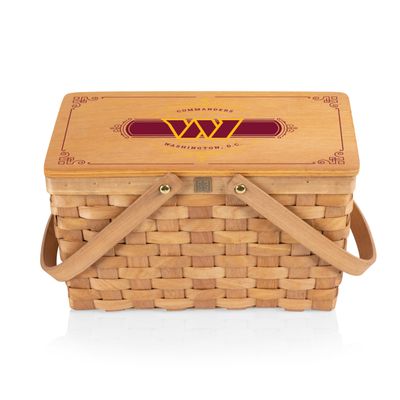 PICNIC TIME NFL Washington Commanders Poppy Personal Picnic Basket, Insulated Lunch Bag, Retro Lunch Box, (Beige)
