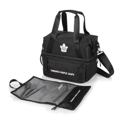 PICNIC TIME NHL Toronto Maple Leafs Tarana Lunch Bag Cooler with Utensils Made from Recycled Material, Lunch Box with Picnic Set, Upcycled Lunch Cooler Bag, (Carbon Black)