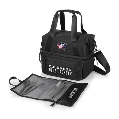 PICNIC TIME NHL Columbus Blue Jackets Tarana Lunch Bag Cooler with Utensils Made from Recycled Material, Lunch Box with Picnic Set, Upcycled Lunch Cooler Bag, (Carbon Black)