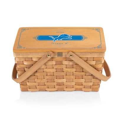 PICNIC TIME NFL Detroit Lions Poppy Personal Picnic Basket, Insulated Lunch Bag, Retro Lunch Box, (Beige)
