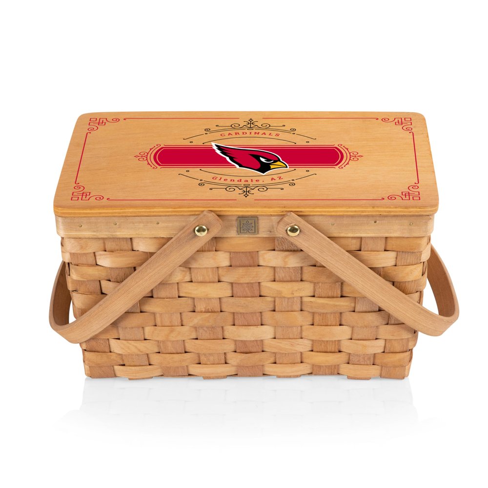 PICNIC TIME NFL Arizona Cardinals Poppy Personal Picnic Basket, Insulated Lunch Bag, Retro Lunch Box, (Beige)