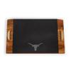 PICNIC TIME NCAA Texas Longhorns Covina Acacia and Slate Serving Tray, Charcuterie Board Set, (Acacia Wood & Slate Black with Gold Accents) view 2