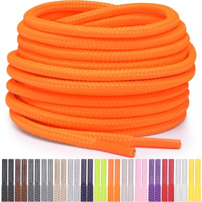 Miscly Round Shoelaces [1 Pair] 5/32 Thick - For Shoes, Sneakers & Boots (Neon Orange, 36" (91 cm))
