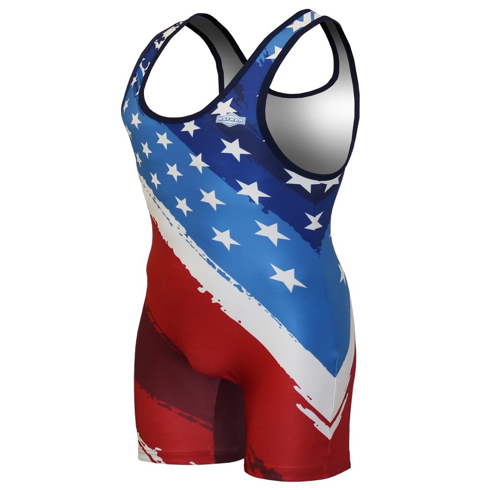 Matman USA The U.S.A. Pledge Men's Wrestling Singlet (Multicolor, 6X-Small)