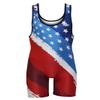 Matman USA The U.S.A. Pledge Men's Wrestling Singlet (Multicolor, 6X-Small) view 2