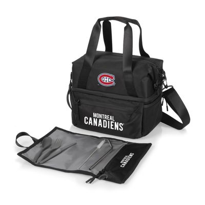 PICNIC TIME NHL Montreal Canadiens Tarana Lunch Bag Cooler with Utensils Made from Recycled Material, Lunch Box with Picnic Set, Upcycled Lunch Cooler Bag, (Carbon Black)