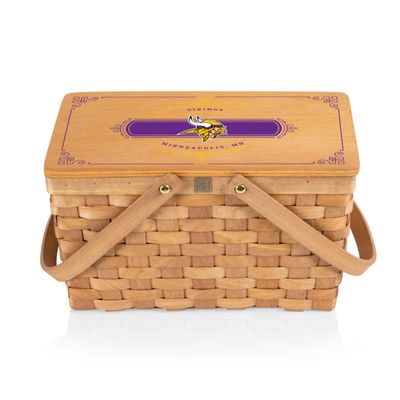 PICNIC TIME NFL Minnesota Vikings Poppy Personal Picnic Basket, Insulated Lunch Bag, Retro Lunch Box, (Beige)
