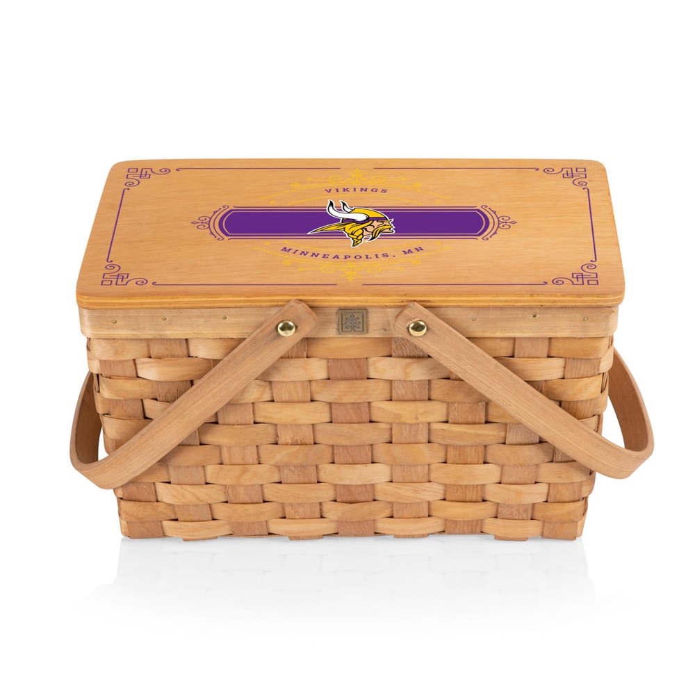 PICNIC TIME NFL Minnesota Vikings Poppy Personal Picnic Basket, Insulated Lunch Bag, Retro Lunch Box, (Beige)