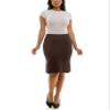 Zac & Rachel Women's Pull On Compression Ponte Skirt with Pleated Side Detail, Chocolate, L view 1
