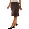 Zac & Rachel Women's Pull On Compression Ponte Skirt with Pleated Side Detail, Chocolate, L view 2