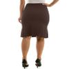 Zac & Rachel Women's Pull On Compression Ponte Skirt with Pleated Side Detail, Chocolate, L view 3