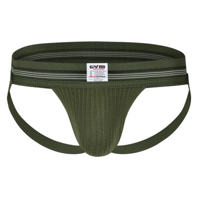GYM Mens Old School Jockstrap with 2" Waistband (Army Green, X-Large)