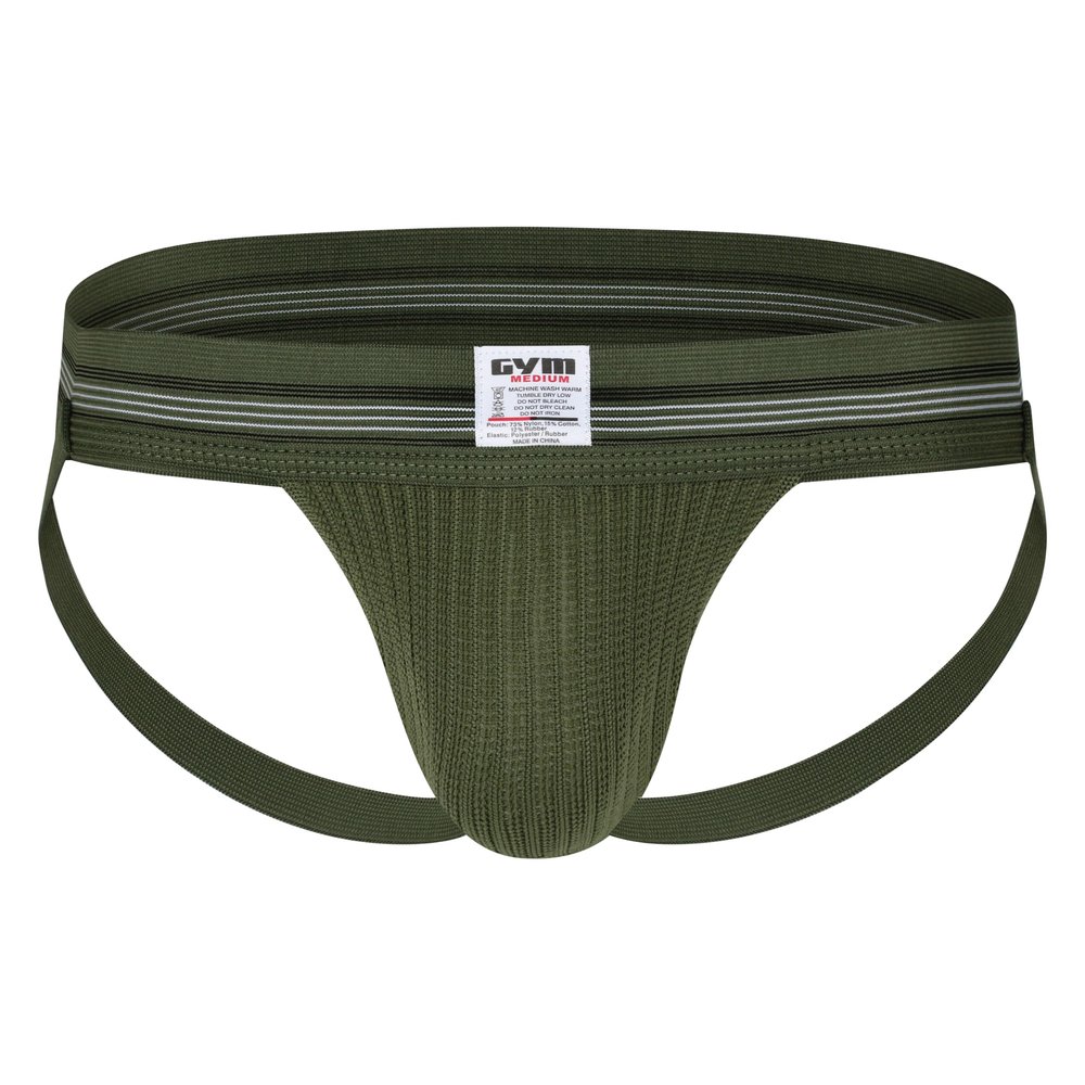 GYM Mens Old School Jockstrap with 2" Waistband (Army Green, X-Large)