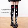 DONCIDAY Rose Skeleton Knee High Socks  Black Day of The Dead Over Knee Leggings Halloween Stockings (US, Alpha, Large, Plus, Regular, Rose-M) view 3