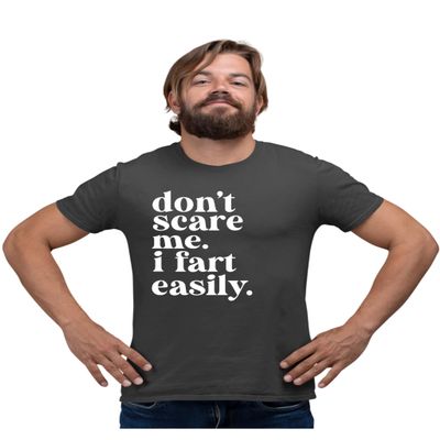 5X-Large Heather Black Mens Don't Scare Me I Fart Easily Funny T-Shirt
