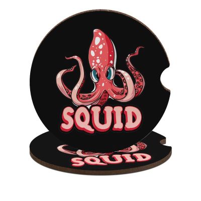 Cephalopod Squid Car Coasters for Cup Holders Cork Base Drink Coasters Auto Assecories 2PCS