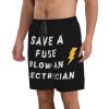 Men's Swim Trunks Save A Fuse Blow an Electrician Flag Beach Shorts Drawstring Lightweight Gym Running Shorts Gym Casual Loose Summer Shorts with Pocket view 2