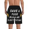 Men's Swim Trunks Save A Fuse Blow an Electrician Flag Beach Shorts Drawstring Lightweight Gym Running Shorts Gym Casual Loose Summer Shorts with Pocket view 3