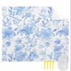 Beach Blanket Waterproof Sandproof Beach Mat,Blue Gradient Abstract Floral Picnic Blankets with Sand Pockets and Stakes,Plant Leaves Seamless on White Outdoor Pad for Seaside,Travel,Camping,Hiking view 1