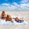 Beach Blanket Waterproof Sandproof Beach Mat,Blue Gradient Abstract Floral Picnic Blankets with Sand Pockets and Stakes,Plant Leaves Seamless on White Outdoor Pad for Seaside,Travel,Camping,Hiking view 2