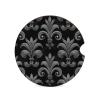 Black Grey Fleur De Lis Flowers Car Coasters for Cup Holders Cork Base Drink Coasters Auto Assecories 1PCS view 1