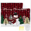 Beach Blanket Waterproof Sandproof Beach Mat,Christmas Snowman Red Black Buffalo Plaid Picnic Blankets with Sand Pockets and Stakes,Xmas Tree Snowflakes Seamless Outdoor Pad for Seaside,Travel view 1