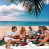 Beach Blanket Waterproof Sandproof Beach Mat,Christmas Snowman Red Black Buffalo Plaid Picnic Blankets with Sand Pockets and Stakes,Xmas Tree Snowflakes Seamless Outdoor Pad for Seaside,Travel view 3