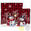 Beach Blanket Waterproof Sandproof Beach Mat,Christmas Snowman Snowflakes Branches Picnic Blankets with Sand Pockets and Stakes,Red Black Buffalo Plaid Outdoor Pad for Seaside,Travel,Camping,Hiking view 1