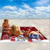 Beach Blanket Waterproof Sandproof Beach Mat,Christmas Snowman Snowflakes Branches Picnic Blankets with Sand Pockets and Stakes,Red Black Buffalo Plaid Outdoor Pad for Seaside,Travel,Camping,Hiking view 2