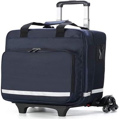 HEYUNDUO First Aid Kit Bag Rolling Medical Supplies Bag with Detachable Trolley, Nurse Rolling Bag Emergency Rescue Kit for Outdoor Hiking, Backpacking, Camping, Traveling(Blue)
