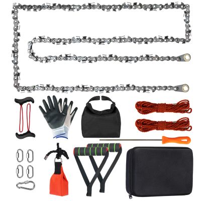 SENSILIN Rope Saw for Tree Limbs, 55 Inch Rope Chain Saw with 70 Sharp Teeth 46 Feet Ropes Kit, Rope Saw Tree Saw High Limb Rope Chainsaw, Pocket Chainsaw