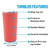 Decorvo Officially Licensed Collegiate Stainless Steel Tumbler - Double Walled Insulated Travel Tumbler with Slide Lid - 18 oz (Northeastern) view 4