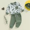 MA&BABY Toddler Boys Clothes Dinosaur Print 6 12 18 24 Months 3T 4T Outfits Long Sleeve Pullover Jogger Pant 2PC Sets (Green, 18-24 Months) view 3
