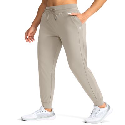 G Gradual Women's Joggers Pants with Zipper Pockets High Waisted Athletic Tapered Sweatpants for Women Workout Lounge, Pale, XX-Large