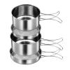 18/8 Stainless Steel Camping Cook Pot Set of 4 pcs, Camping Messware Kit, Camping Cooking Set, Backpacking Camping Cookware, Picnic Camping Cooking Mess Kit view 1