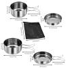18/8 Stainless Steel Camping Cook Pot Set of 4 pcs, Camping Messware Kit, Camping Cooking Set, Backpacking Camping Cookware, Picnic Camping Cooking Mess Kit view 3