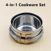 18/8 Stainless Steel Camping Cook Pot Set of 4 pcs, Camping Messware Kit, Camping Cooking Set, Backpacking Camping Cookware, Picnic Camping Cooking Mess Kit view 4