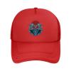 Twin Devil Monsters Baseball Cap Women Men Hat Adjustable Mesh Cap Outdoors Sun Hat Red view 2
