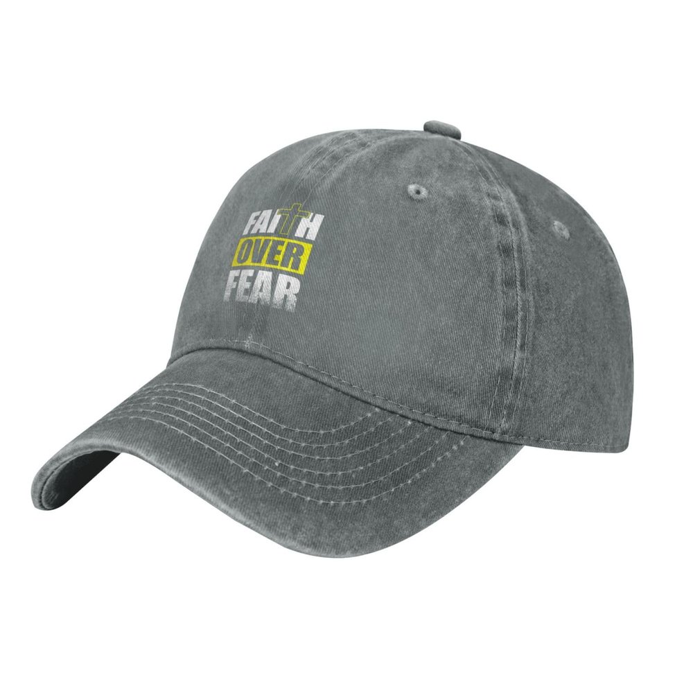 Faith Over Fear Baseball Cap Women Men Hat Vintage Trucker Sun Hat Dad Cowboy Hats Gray