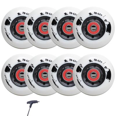 GXBHSP Inline Skate Wheels 72mm 76mm 80mm Inline Skate Replacement Wheels with Bearings Installed for Indoor and Outdoor (White,80mm)